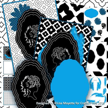 Blue Cameo Shaped Decoupage Pyramage Mini Kit