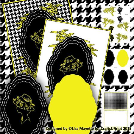 Yellow Cameo Shaped Decoupage Pyramage Mini Kit