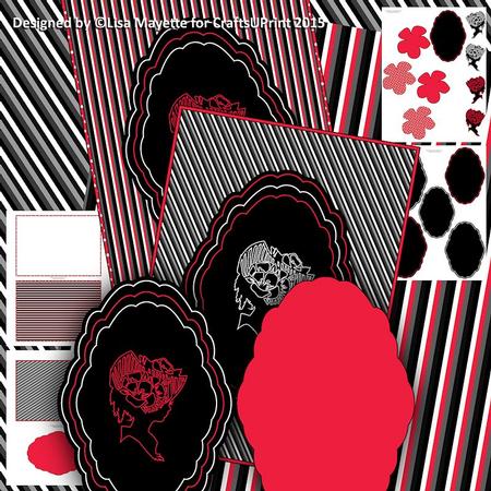 Red Cameo Shaped Decoupage Pyramage Mini Kit
