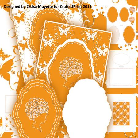 Orange & White Cameo Shaped Decoupage Pyramage Mini Kit