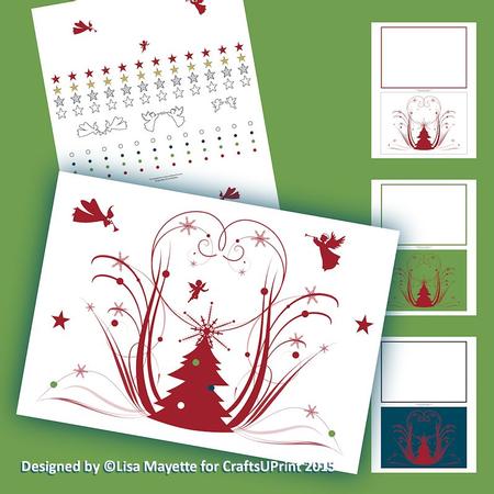 Whispy Christmas Tree Decoupage Mini Kit in Red