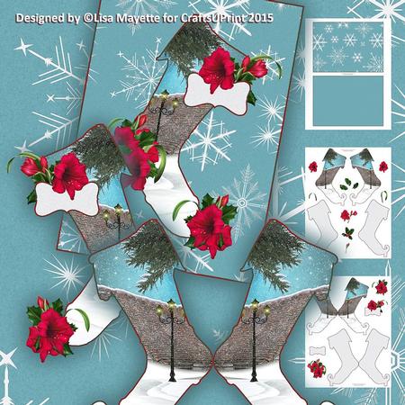 Shaped Amaryllis Christmas Decoupage Stocking Mini Kit