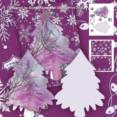 Purple Christmas Tree Shaped Decoupage Mini Kit