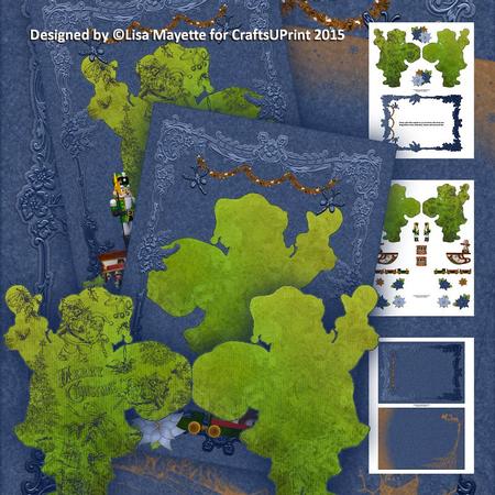 Green Santa Silhouette Shaped Decoupage Mini Kit