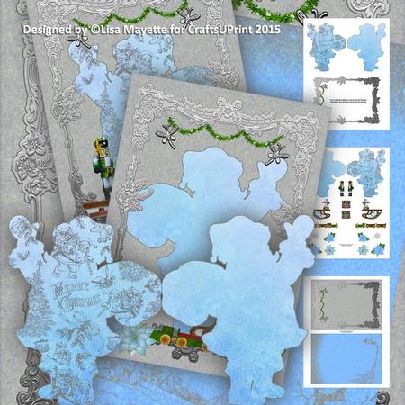Pastel Blue Santa Silhouette Shaped Decoupage Mini Kit