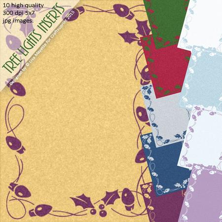 Chrismas Lights & Holly Greeting Card Inserts