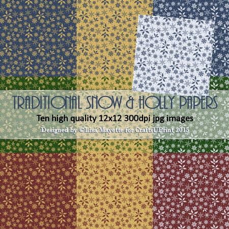 Traditional Snow & Holly Papers