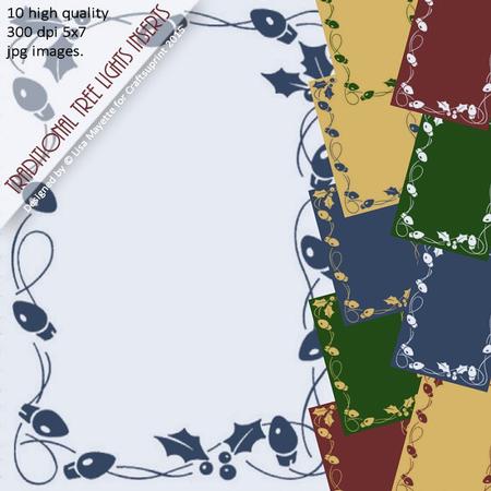 Traditional Chrismas Lights & Holly Greeting Card Inserts