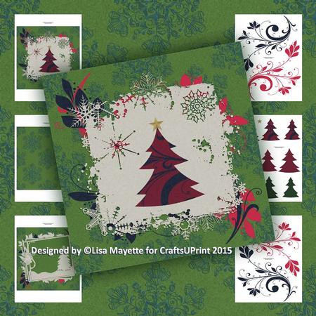 Grunge Christmas Tree Decoupage Pyramage Card Making Kit