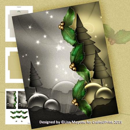 Silver & Gold Christmas Baubles Note Card Decoupage Mini Kit