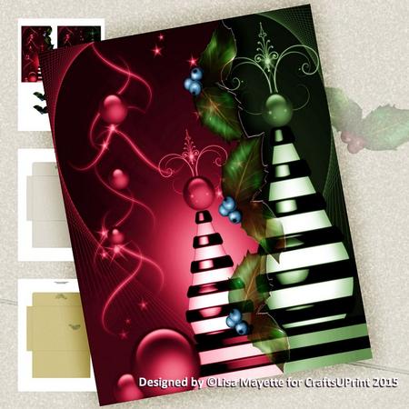 Red & Green Christmas Baubles Note Card Decoupage Mini Kit