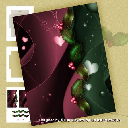 Green & Red Christmas Baubles Note Card Decoupage Mini Kit