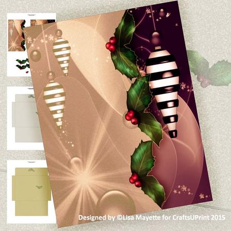 Red Christmas Baubles Note Card Decoupage Mini Kit