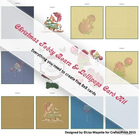 Teddy Bears & Lollipops Christmas Decoupage Quick Card Set