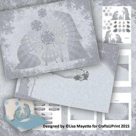 Snowy Kaliedoscope Nativity Christmas Decoupage Mini Kit