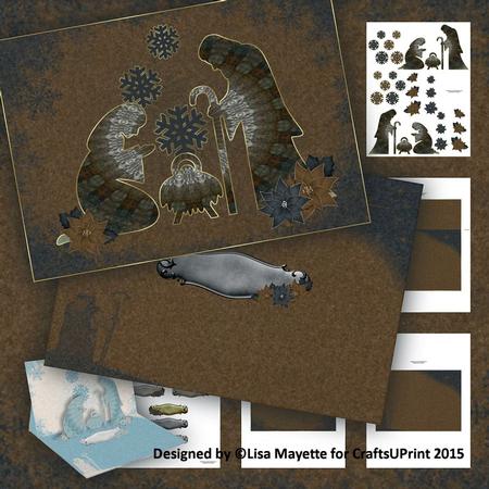 Brown Kaliedoscope Nativity Christmas Decoupage Mini Kit