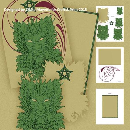 Gold Greenman Yule Decoupage Pyramage Mini Kit