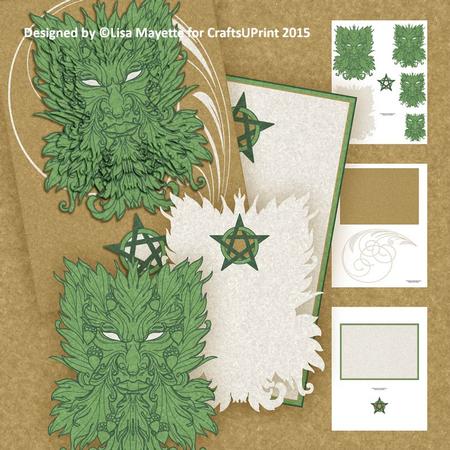 Silver Gold Greenman Yule Decoupage Pyramage Mini Kit