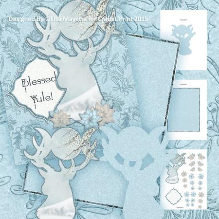 Icy Blue Yule Deer Shaped Decoupage Mini Kit