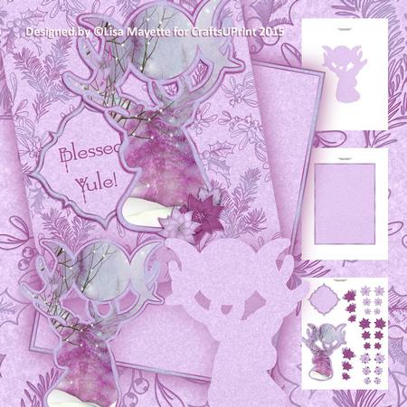 Icy Purple Yule Deer Shaped Decoupage Mini Kit