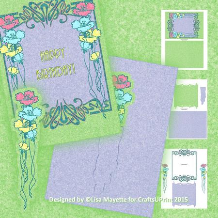 Nouveau Flowers Bookmark Decoupage Card Mini Kit