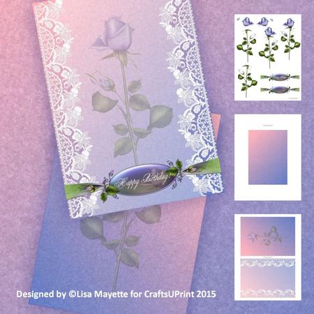 Lace & Purple Roses Decoupage Mini Kit