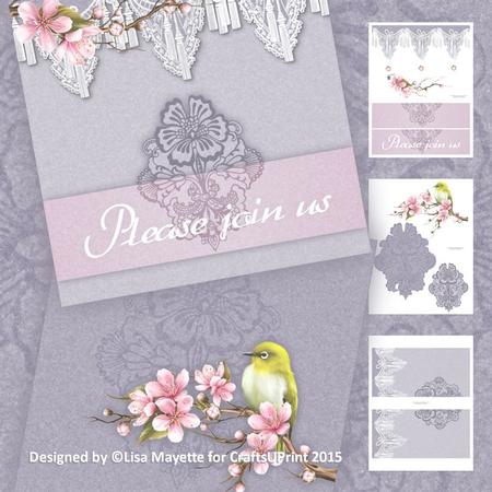 Wedding Lace Cherry Blossom Canary Decoupage Mini Kit