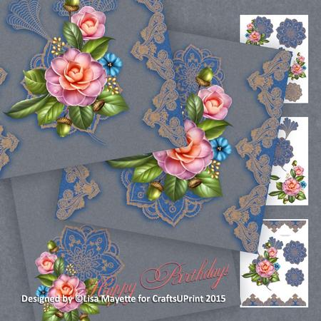 Paisley Lace & Pink Roses Decoupage Mini Kit