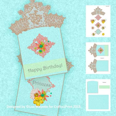 Princess Lace & Flowers Decoupage Shaped Card Mini Kit