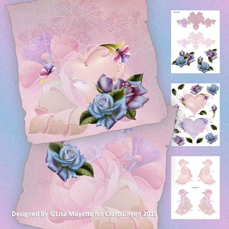 Roses, Lace & Hearts Fairy Silhouette Decoupage Mini Kit