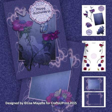 Purple & Pink Anemones & Lace Fairy Silhouette Decoupage Kit
