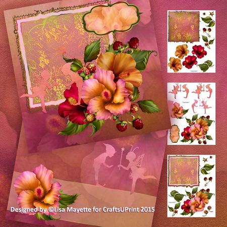 Tropical Hibiscus Flowers & Lace Fairy Friends Decoupage Kit