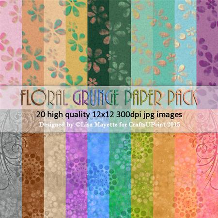 Floral Grunge Papers Bumper Kit