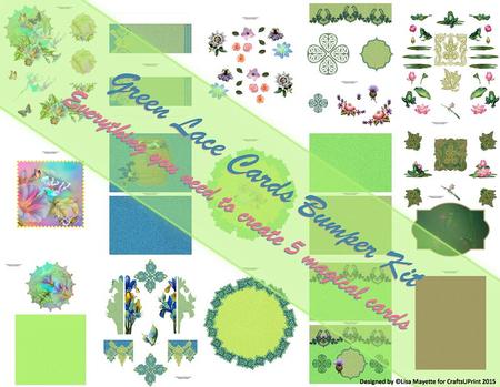 Green Lace Decoupage Cards Bumper Kit