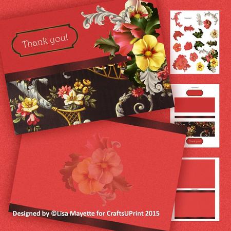 Red & Black Mandarin Damask Floral Decoupage Mini Kit