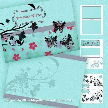 Coral & Aqua Butterflies & Flowers Decoupage Mini Kit