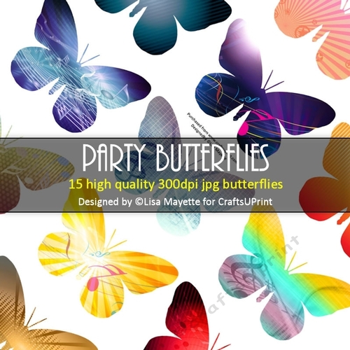 Party Butterflies Decoupage Embellishment Craft Sheet