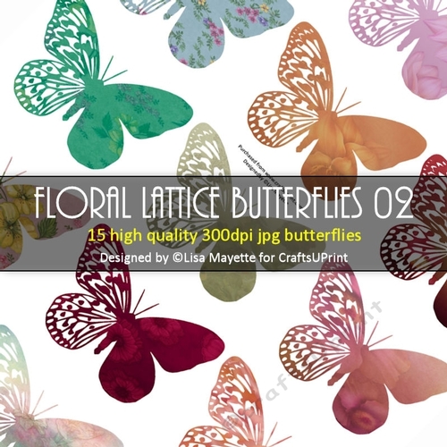 Floral Lattice Butterflies Decoupage Embellishment Craft Sheet 02