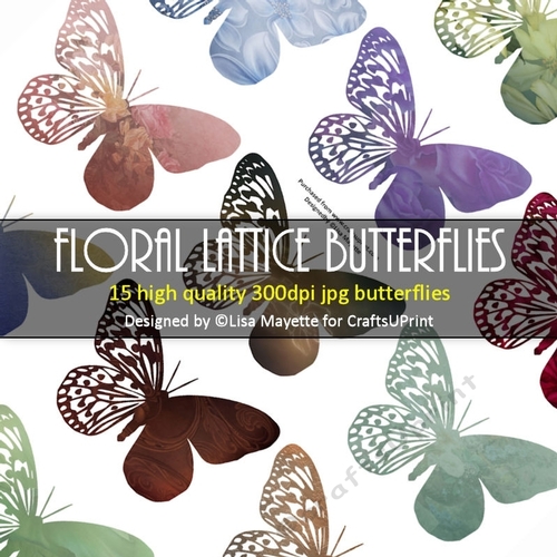 Floral Lattice Butterflies Decoupage Embellishment Craft Sheet 03
