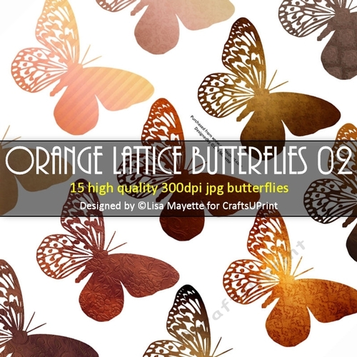Orange Lattice Butterflies Decoupage Embellishment Craft Sheet 02