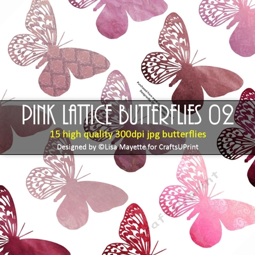 Pink & Red Lattice Butterflies Decoupage Embellishment Craft Sheet 02