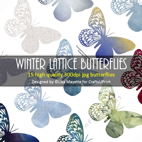 Winter Lattice Butterflies Decoupage Embellishment Craft Sheet