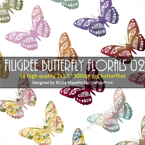 Filigree Butterfly Floral Decoupage Embellishment Craft Sheet 02