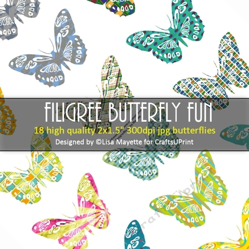 Filigree Butterfly Fun Decoupage Embellishment Craft Sheet