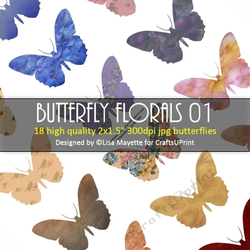 Butterfly Florals Decoupage Embellishment Craft Sheet 01
