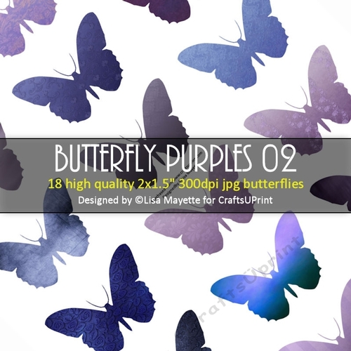 Butterfly Purples Decoupage Embellishment Craft Sheet 02