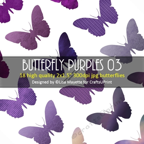 Butterfly Purples Decoupage Embellishment Craft Sheet 03