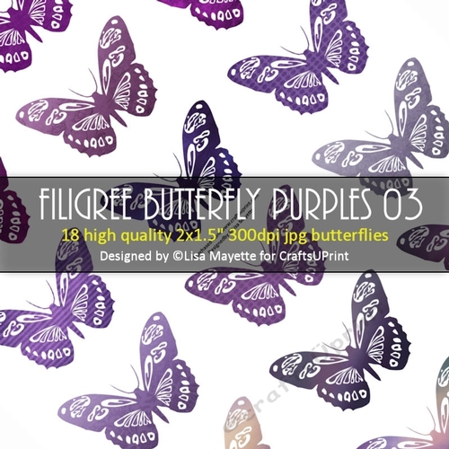 Filigree Butterfly Purples Decoupage Embellishment Craft Sheet 03