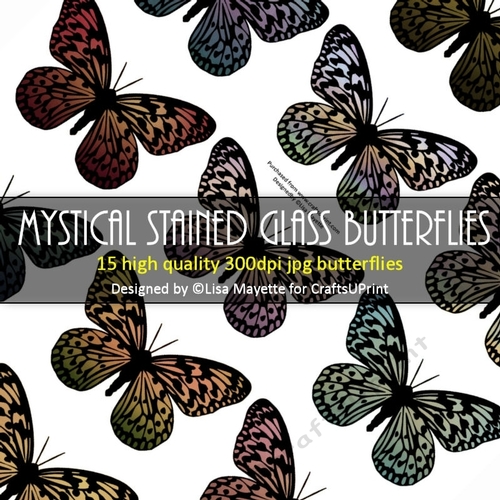 Mystical Stained Glass Butterflies Decoupage Embellishment Craft Sheet