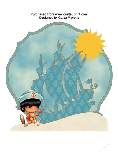 Surfer Sailor Boy Beach Pirate in Blue Card Quick Card Topper
